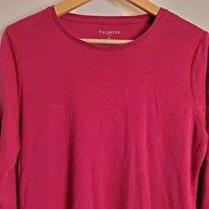 Talbots Womens Top Size XL Purple Long Sleeve Round Neck Pima Cotton Lightweight